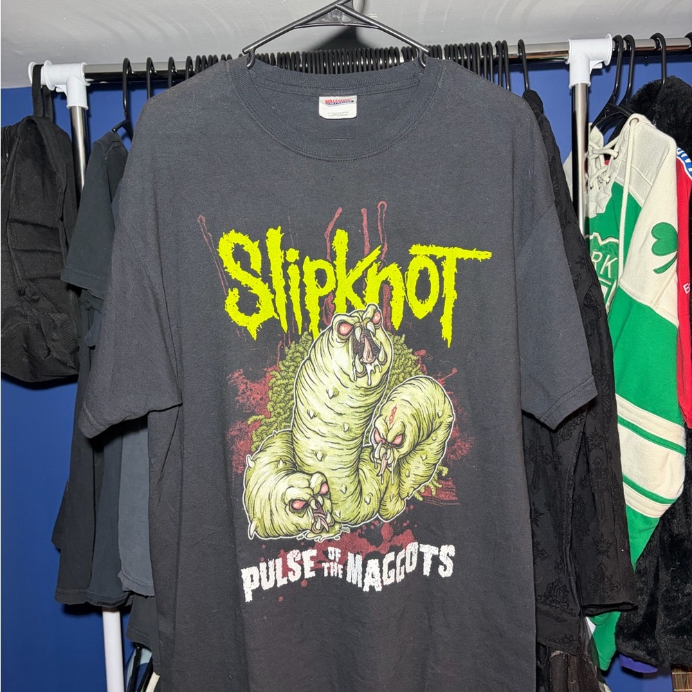 Y2K Slipknot "Pulse of the Maggots" Hanes Heavyweight Black Graphic Tee Size L